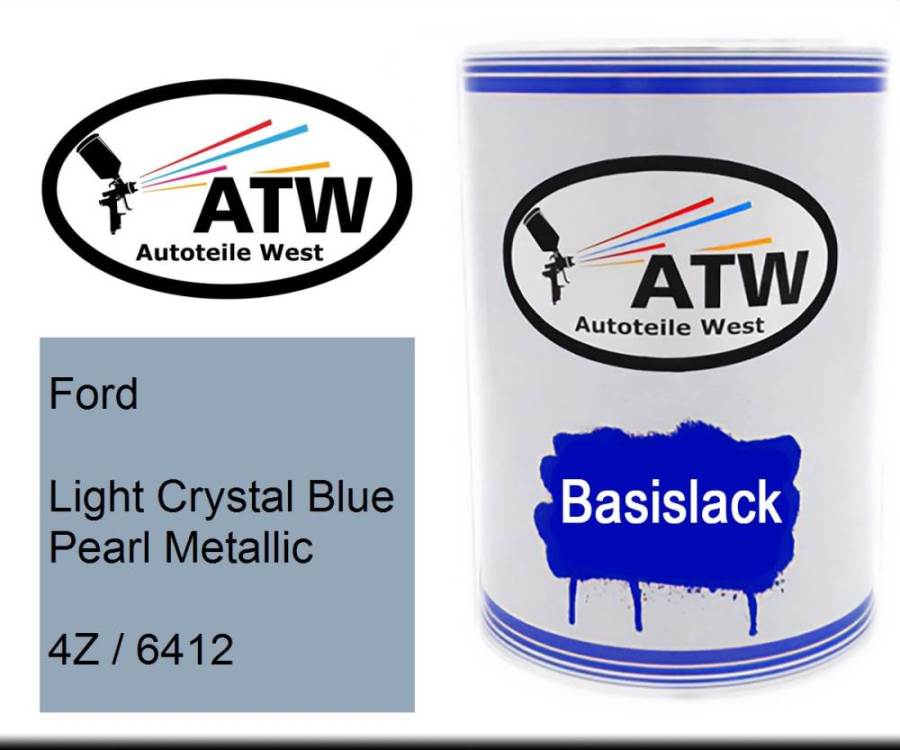 Ford, Light Crystal Blue Pearl Metallic, 4Z / 6412: 500ml Lackdose, von ATW Autoteile West.